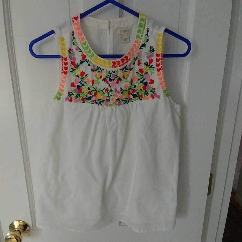 J Crew factory sleeveless embroidered top